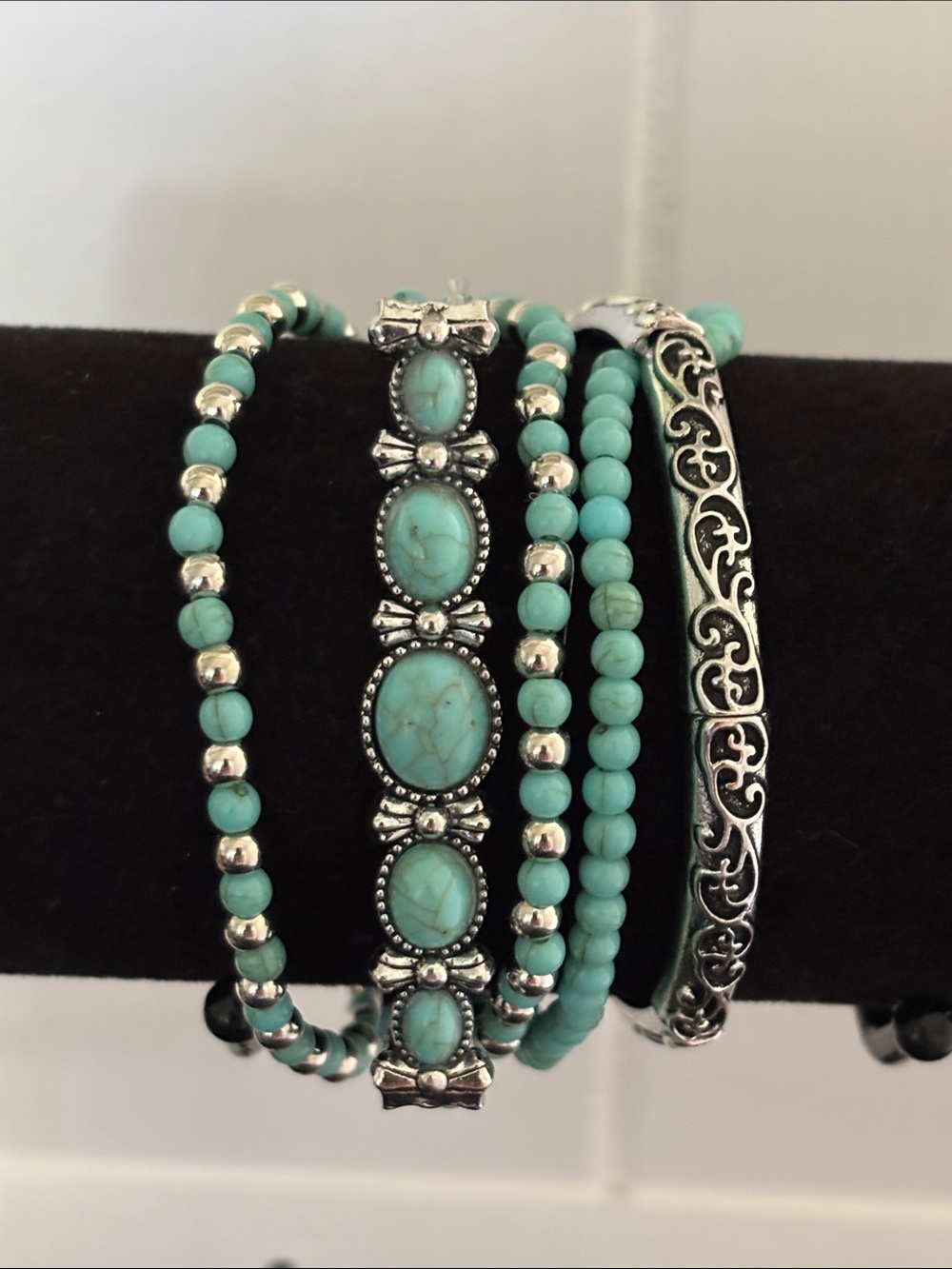 Turquoise Beaded Stack Bracelet Set - Women Jewelry